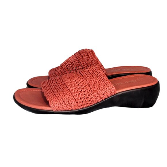 Cabin Creek Burnt Red Slip On Sandal 1-3.4" heel Man Made Upper Womens Shoes 7M - Picture 5 of 6